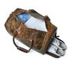 Handmade Buffalo Leather Duffle Bag: Men's Weekend Travel Bag with Shoe Compartment