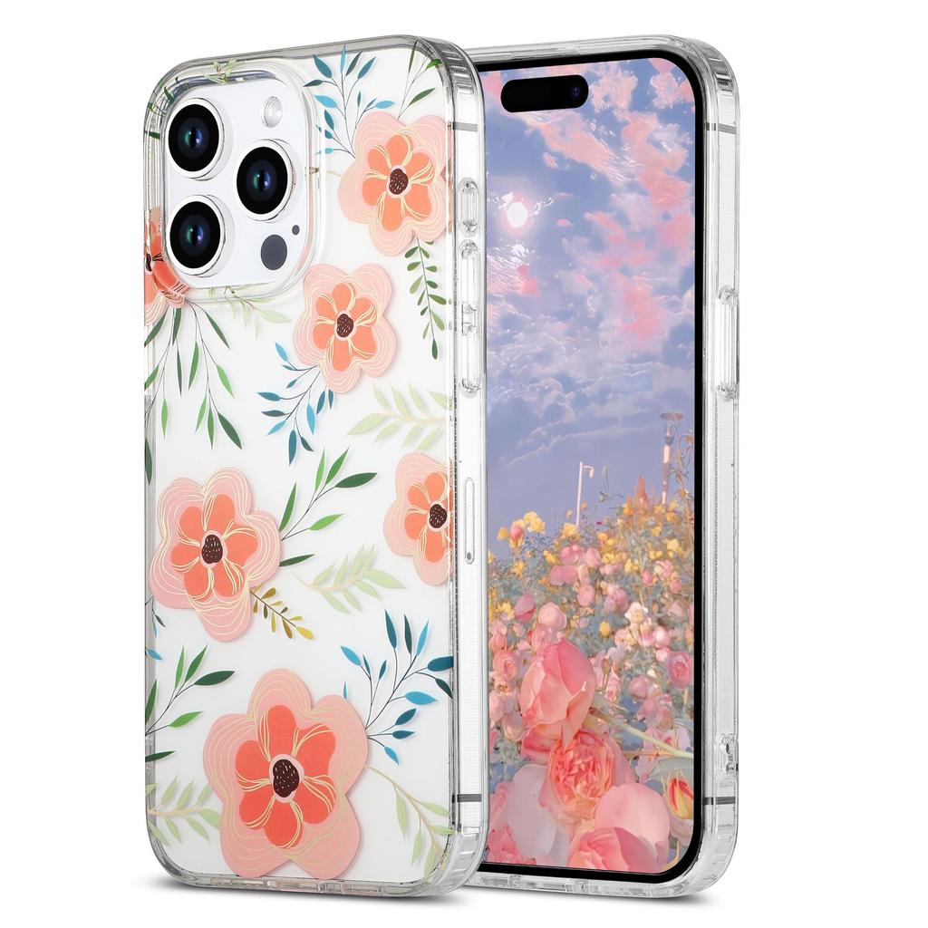 Suitable for Samsung S24ultra Flower Flower Hot Stamping S25 Electroplating Double Layer A54 Drop IPhone Phone Case