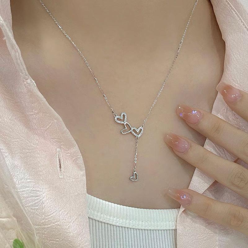 Liebes Quasten-Halsband, Modisch, Süß, Niedlich, Vielseitig, Schlüsselbeinkette, Leichter Luxus, Mit Diamanten besetzt, Hochwertiges Gefühl