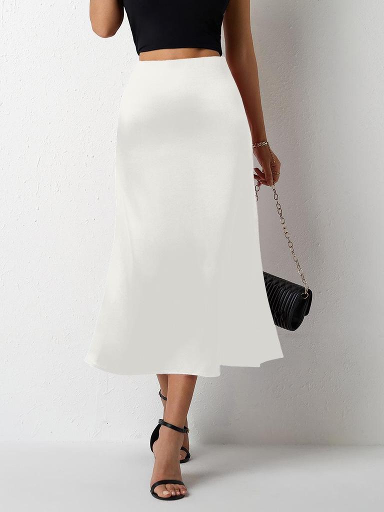 Europejska i Amerykańska Damska Satynowa Spódnica Midi Syrenka - Nowa Kolekcja Wiosna/Lato