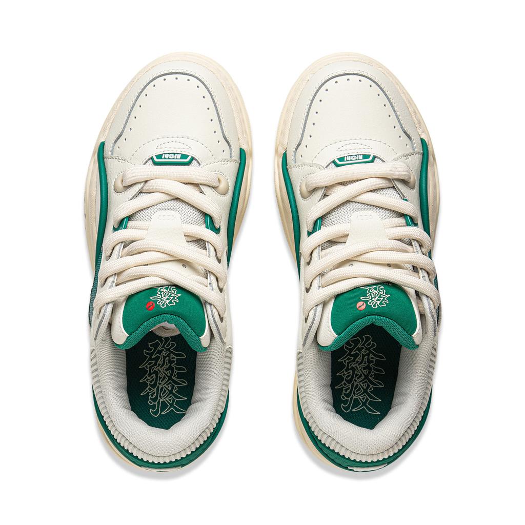 Li Ning X LOL Slip Resistant, Abrasion Resistant, Lightweight Low Top Skateboard Shoes Women's Beige Green AGCV060-2