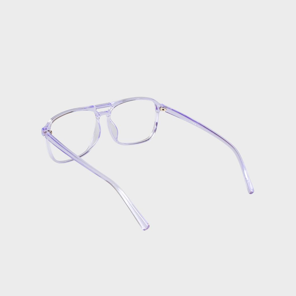 Ilsamsaemem Retro Two-Bridge See-Through Purple Horn-Rimmed Glasses Blue Light Blocking Lenses