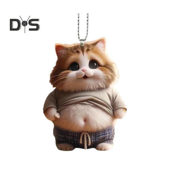 

Автомобильная подвеска Fat Belly Cat Car Подвеска Украшение Легкий акриловый подвесной декор Автомобильное зеркало Окна Сумки Подвеска 8 cm