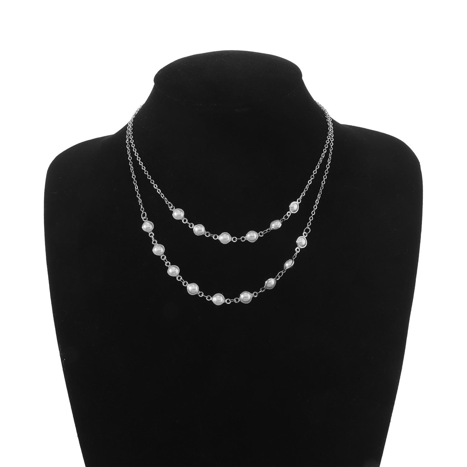 

Temperament Fashion Open Smile Pearl Necklace Female, Versatile Personality Simple Double-layer Necklace