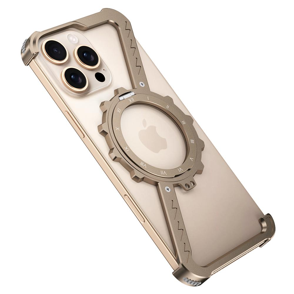 

For iPhone 16e/15/14/14 Pro/13 Pro/13 Kickstand Case Compatible with MagSafe Z Shape Bumper Phone Cover Desert Gold