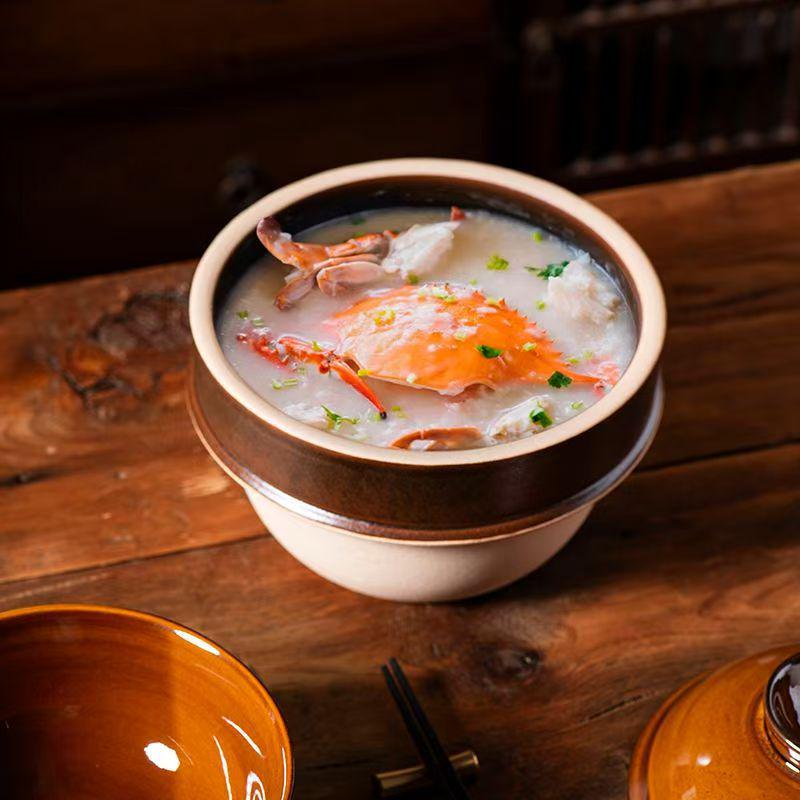 Japanese Earthenware Double-Lidded Pot for Soup, Congee, Claypot Rice - High Temp Resistant, Suitable for Gas Stoves, Dry Firing.