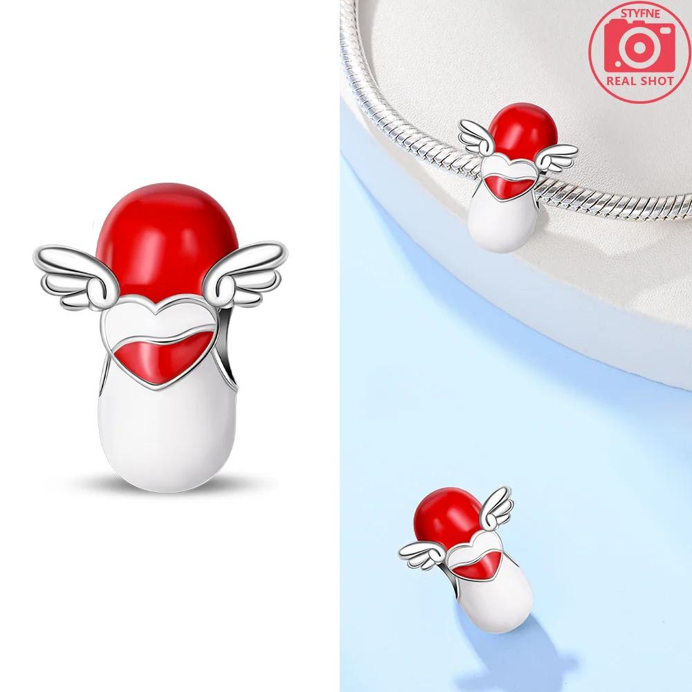 Teeth Protection Copper Red Heart Medical Care Dental Nurse Beads Charm For Original Bracelet Woman Girl Jewelry