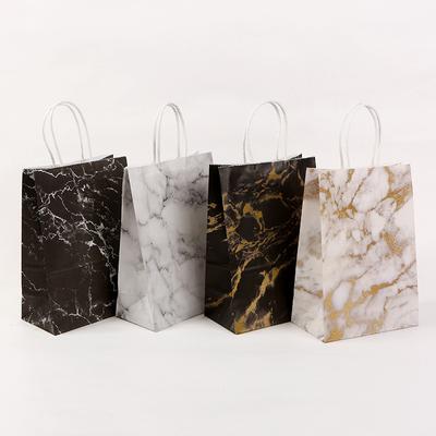 12/30pcs Marble Paper Tote Bags Recyclable Gift Bags for Boutique Retail Packaging Wedding Birthday Party Favors