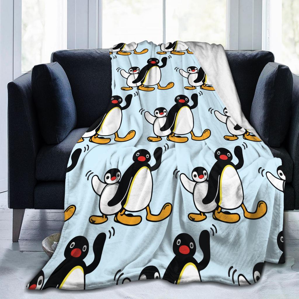 Noot Noot Pingu Blankets Flannel  Winter Cute  Multifunction Lightweight Thin Throw Blanket for Home Travel Bedding Throws