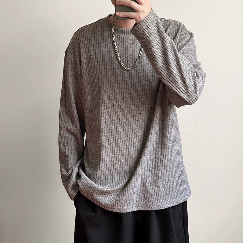 Autumn Winter New Men Thin Sweater 2024 Men Round Neck Knitted Hoodie Long Sleeve Solid Color Pullovers Men Underwear