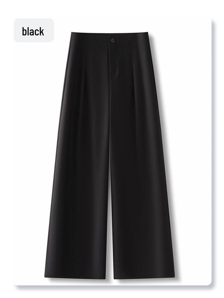 Damen Graue Weitbeinige Anzughose - 2025 Frühling/Sommer Fließend, Locker geschnitten, Hochwertige Hose