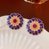 Pendientes de Carrillón de Viento de Perla y Cristal de Aguja Plateada Vintage