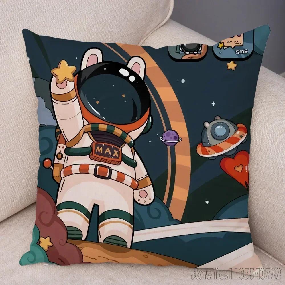 Anime Cartoon Astronauts Cosmic Sky Cushion Cover Plush Pillowcase Pillow Case Shams Party Sofa Home Decor 45x45cm Kids Gift