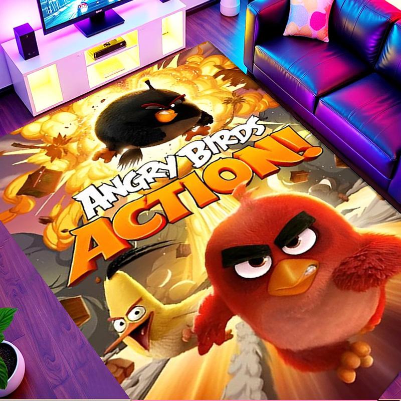 Angry Birds Print Rug, Washable Floor Carpet, For Entryway Dorm Laundry Room Office Study, Home Decor Birthday Christmas Gift
