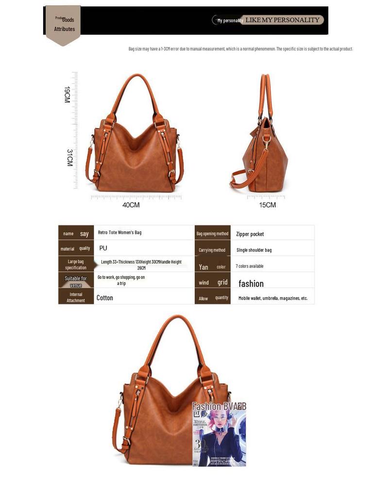 Guangzhou Women's European & American Style Handbag - Generous Single Shoulder & Crossbody Bag