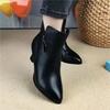 Autumn and Winter New Women's Soft Leather Cold-proof Warm Boots Thick Heel Temperament Thin Velvet Versatile and Ankle Boots Women's Boots