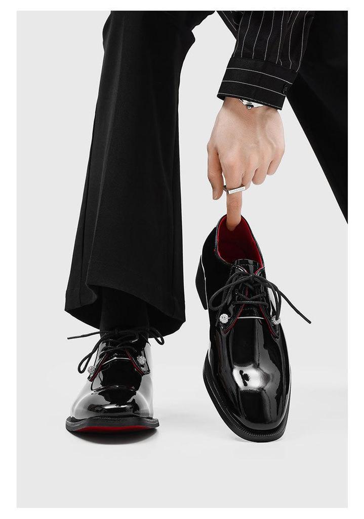 Herren Glänzende Rote Sohle Leder Schuhe, Britischer Stil, Spitze Zehenpartie - Perfekt für Business, Formelle Anlässe, Freizeit oder Hochzeitskleidung (Modell 2607)