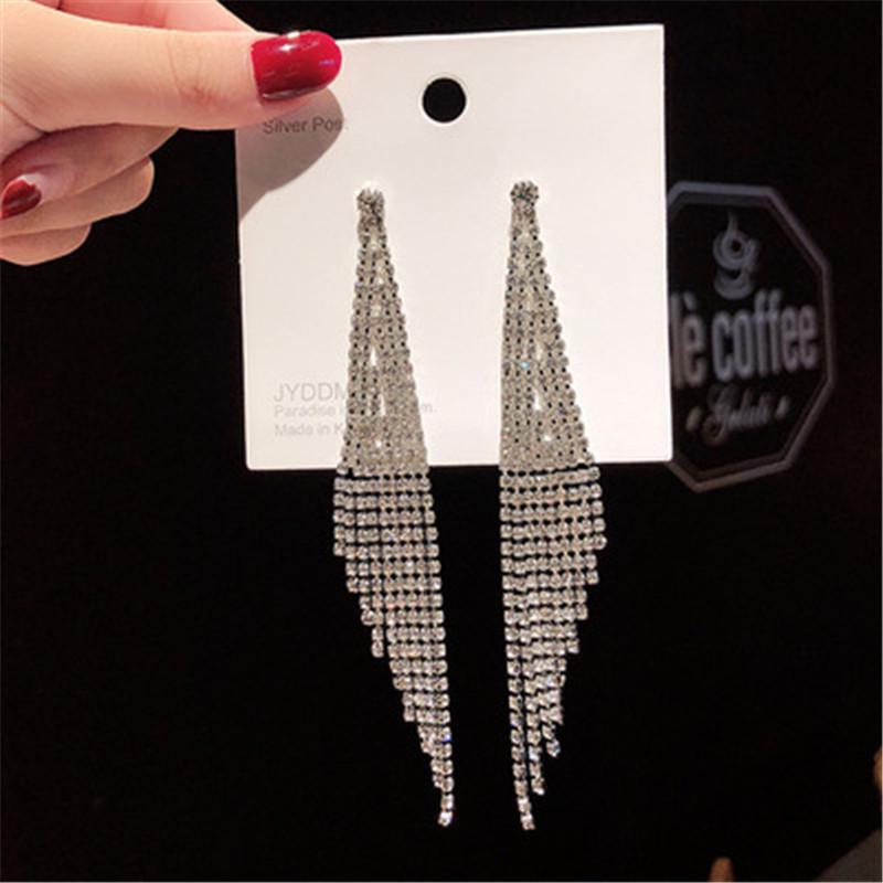 S925 Silver Needle Korean Fashion Diamond Tassel Earrings for Women