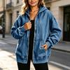 Women's Casual Full-Zip Hooded Denim Jacket for Everyday Wear