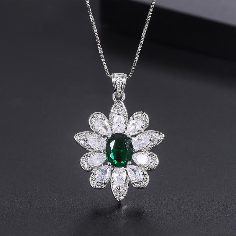 

S111 silver needle European and American popular simulation jewelry accessories set green treasure set for women