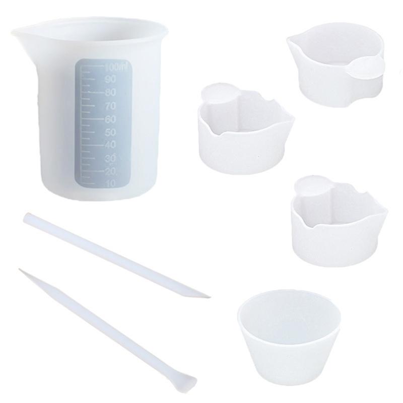 Resin Glue Tools Set Silicone Stirrer Stirring Rods 100ml Measuring Cups Mixing Cup Card Slot Cup Dispensing Cup