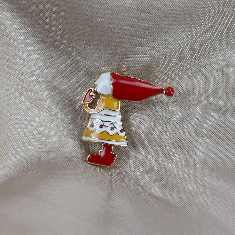 Blucome Enamel Craft New Christmas Girl Brooch for Women Men Suit Scarf Hijiab Pins