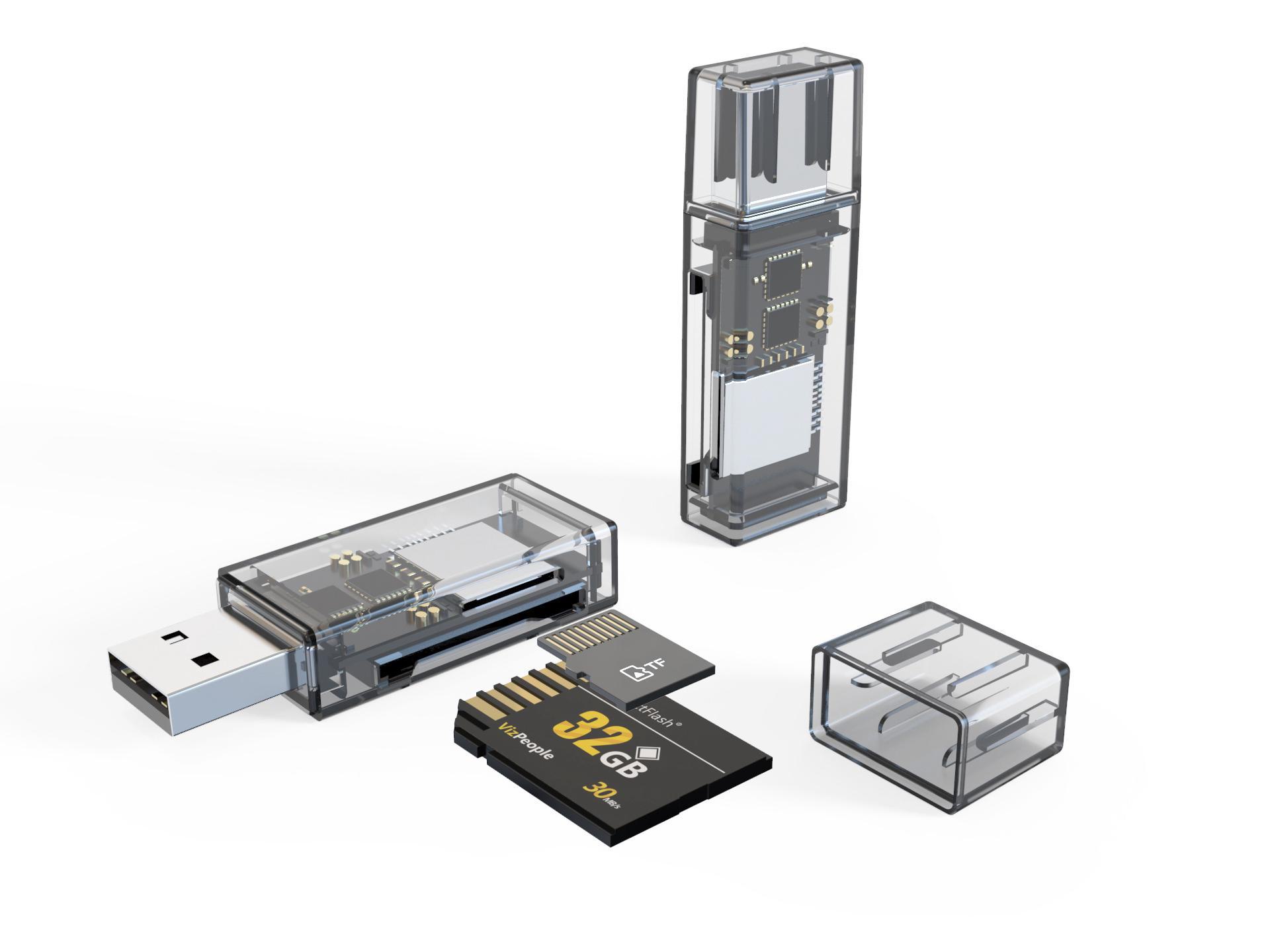 

Высокоскоростной двойной считыватель карт: Совместимость с Lightning и OTG для карт TF/SD USB to SD/TF