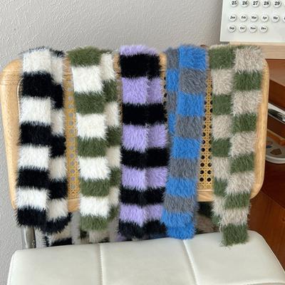 Bufanda larga para mujer, con estampado de rayas y bloques de colores, fina y larga, para clima frío, accesorio de moda para el cuello