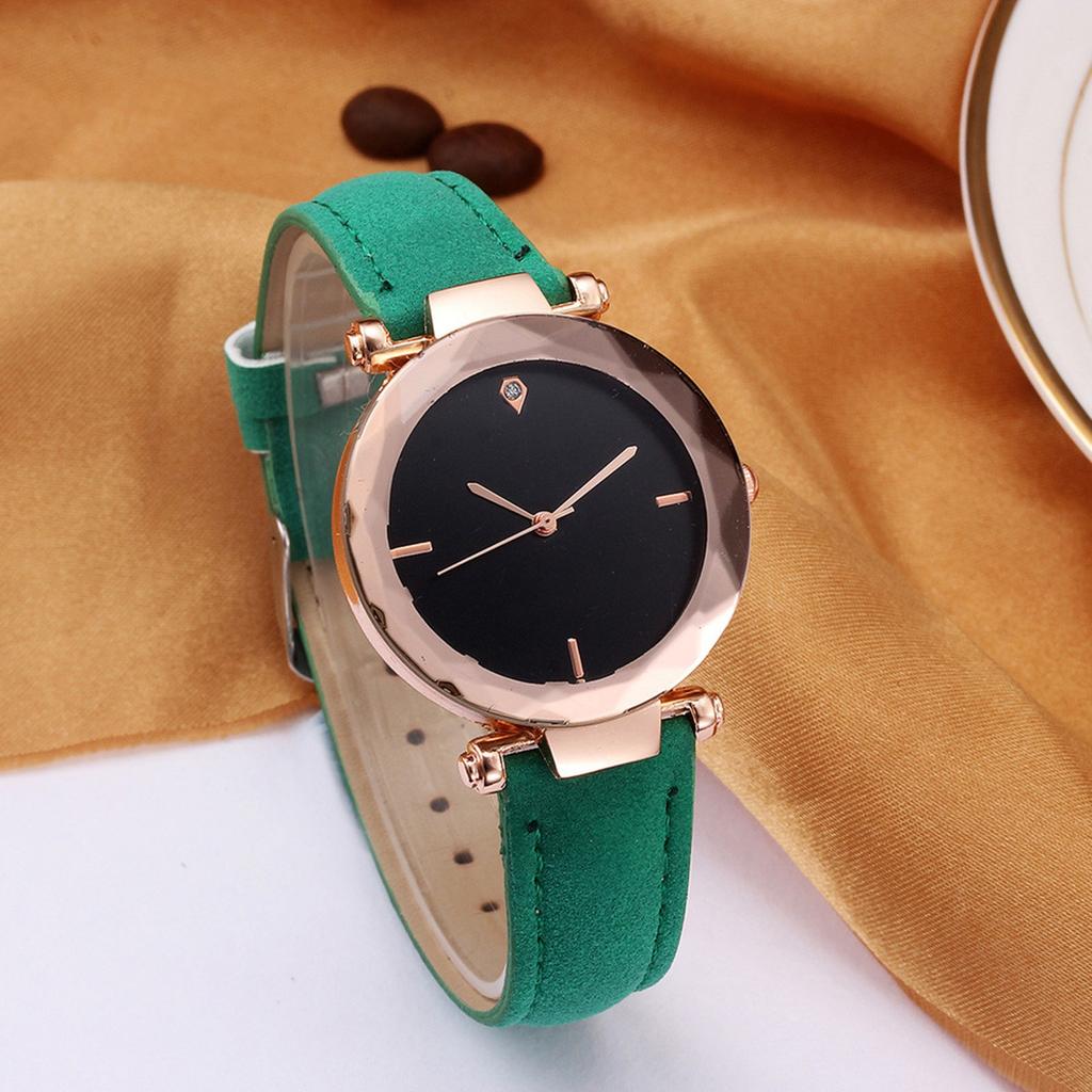 Mode Frauen Leder Casual Uhr Luxus Analog Quarz Kristall Armbanduhr