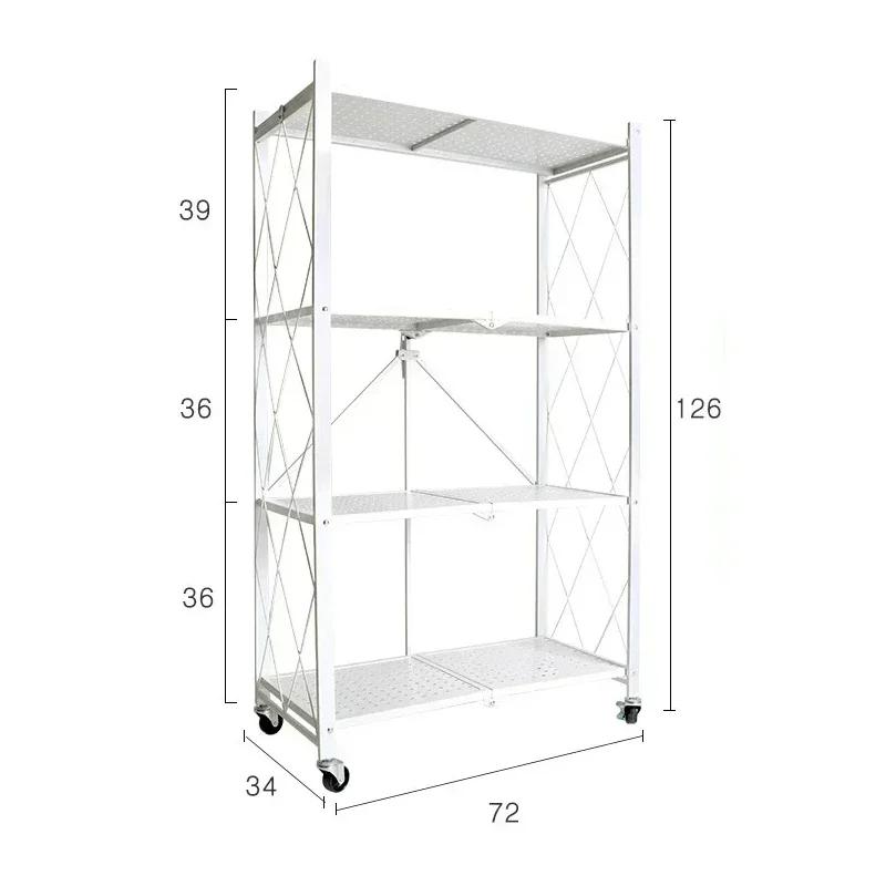 Installation-Free Multilayer Bookshelf Multifunctional Floor Type Microwave Oven Rack Foldable Movable Living Room Storage Rack