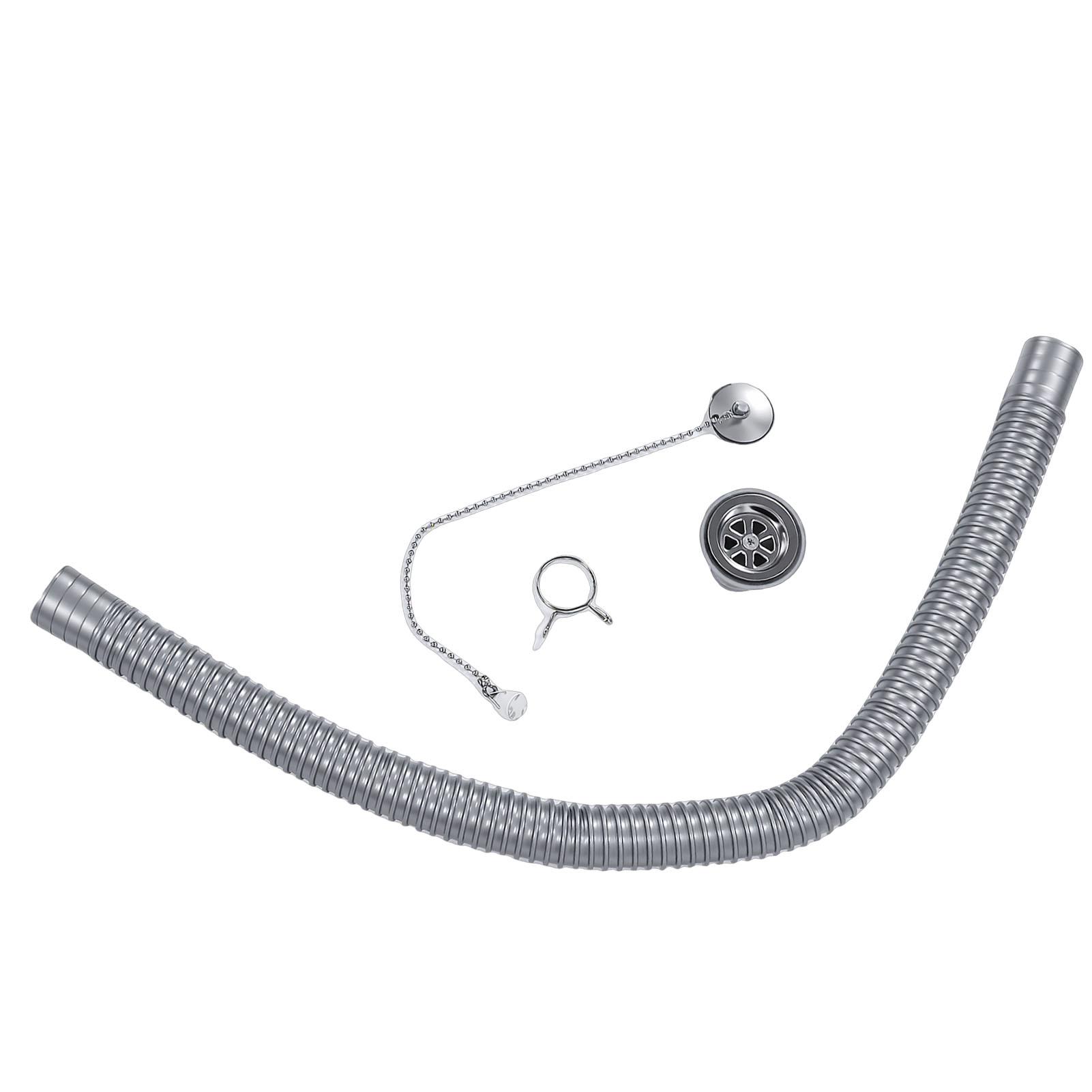 40mm RV Sink Drain Connector Straight with Hose and Clamp Rustproof Sink Hose Sewer Adapter for RVs Yachts