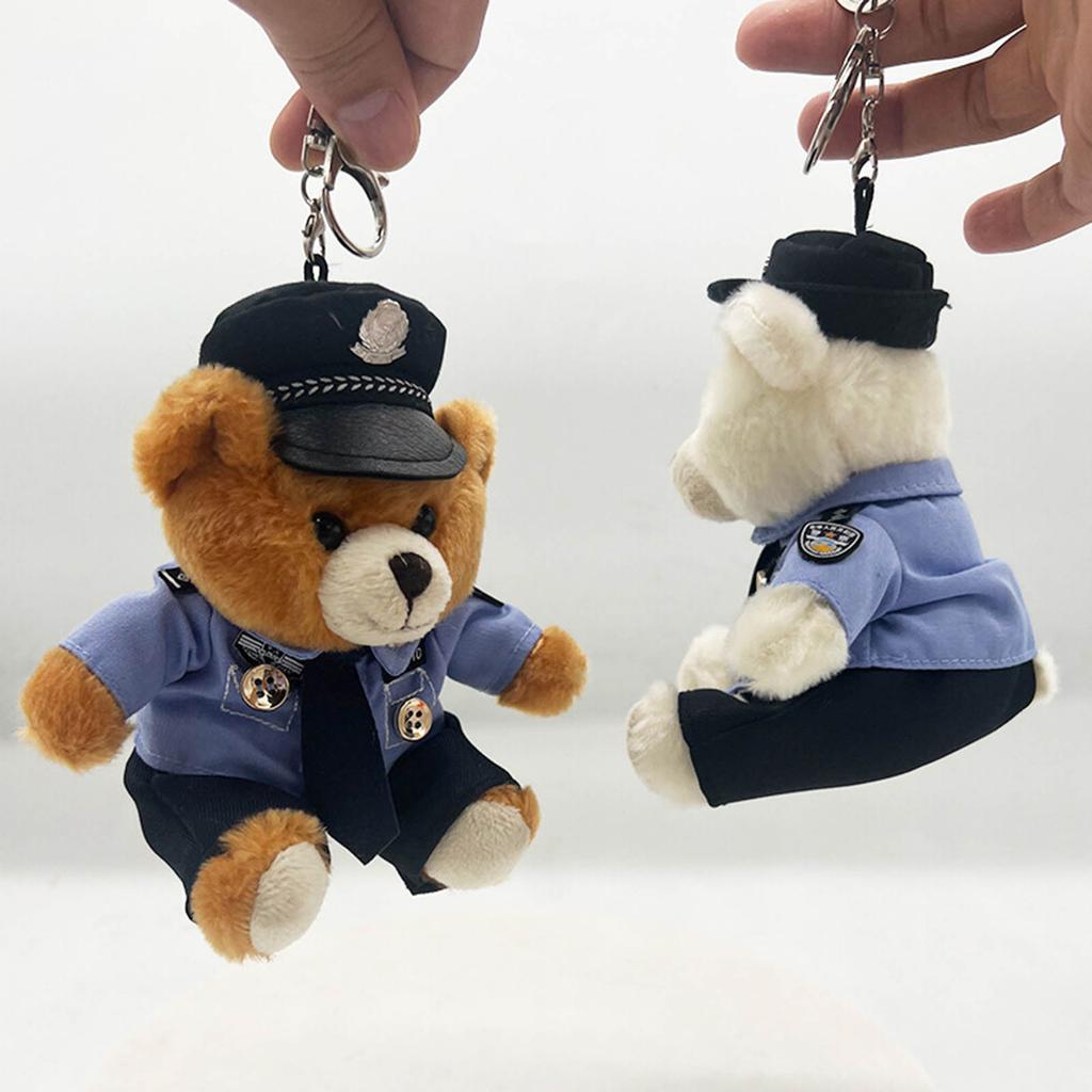 Stylish Keychain Pendant Cartoon Police Bear Dolls Bag Pendants Bag Charm Backpack Pendant Gift for Law Enforcement Fans