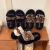 Simple Style Girl Fluffy Slippers Belt Buckle Embellished Thickened Muffin Bottom One Pedal Out Lazy Drag