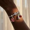 925  Silver Box of Strawberries Charms Pendant with Cubic Zirconia,Fit DIY Bracelet Necklace Gift for Her,Colgante Plata