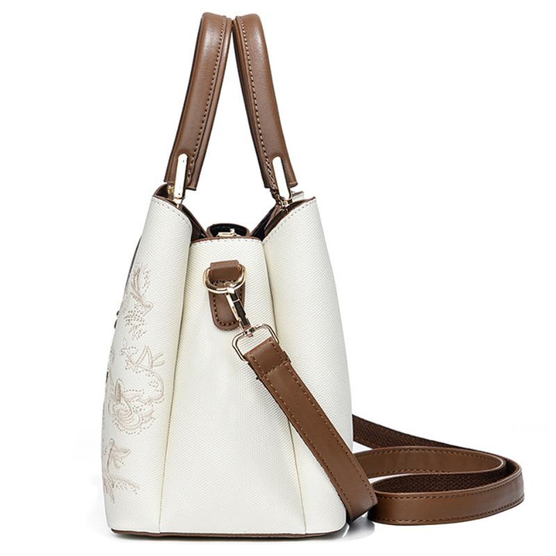 Trendy National Style Embroidery Ladies Handbag, Premium Multiway Daily Bag For Middle Aged Mothers
