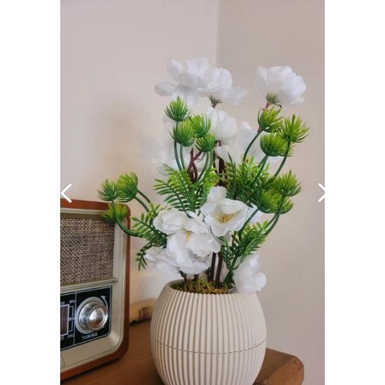 24 cm Naturstein-Moos-Blumentopf, künstliche Blume, dekorativer Topf, Tisch-Blumendekoration, kleine Größe