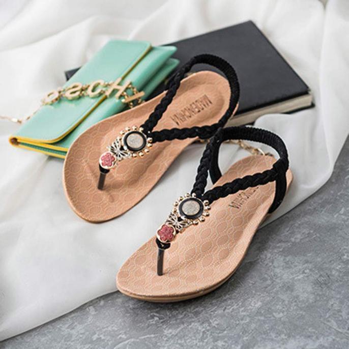 Sandali Bohemia Dolci da Donna con Perline in Pregiato Materiale PU Artificiale