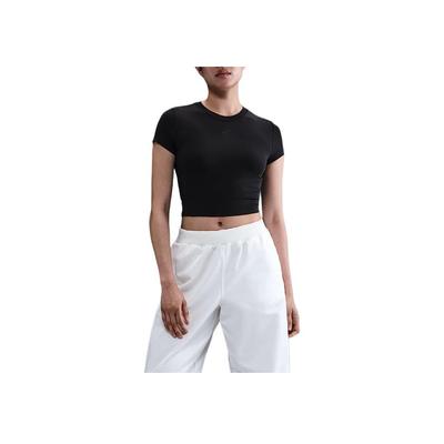 Solid Color Round Neck Slim Fit Short Sleeve T-Shirt Women Tops Black HF9539-010