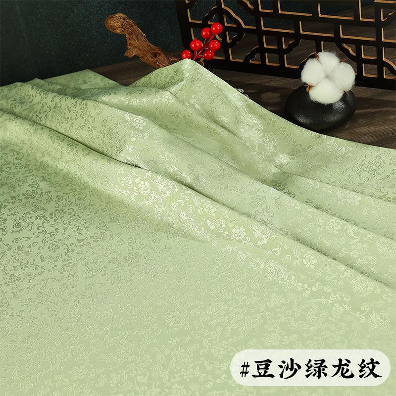 Double Sided Jacquard Fabric Bamboo Dragon Pattern By The Meter for Clothes Cheongsam Hanfu Sewing Cloth Fine Soft Gold White
