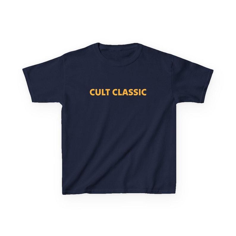 Cult Classic Baby Tee | Minimal Text Shirt, Retro Yellow Lettering 150
