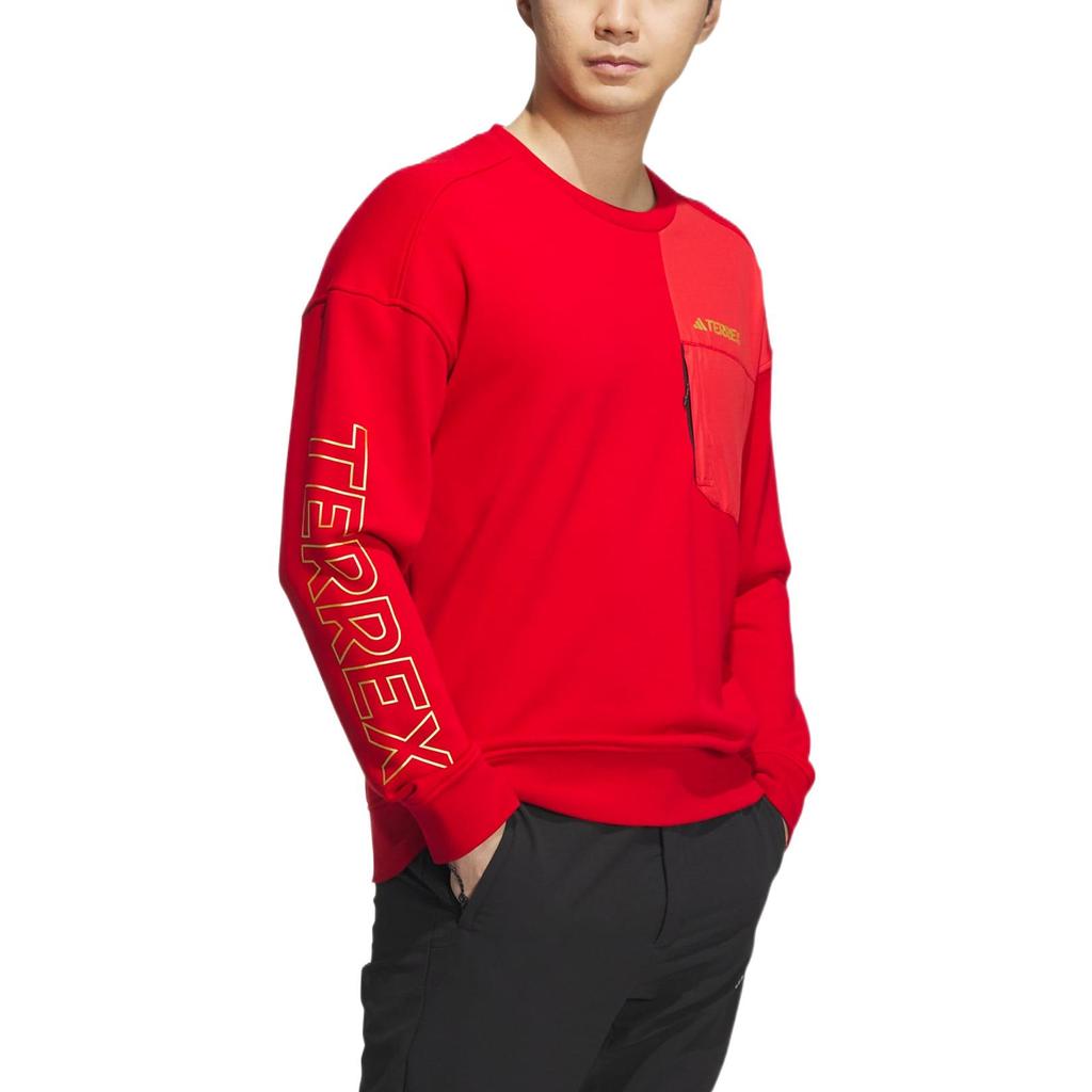 Adidas Logo Print Crewneck Sweatshirt Men Tops Red IP9948
