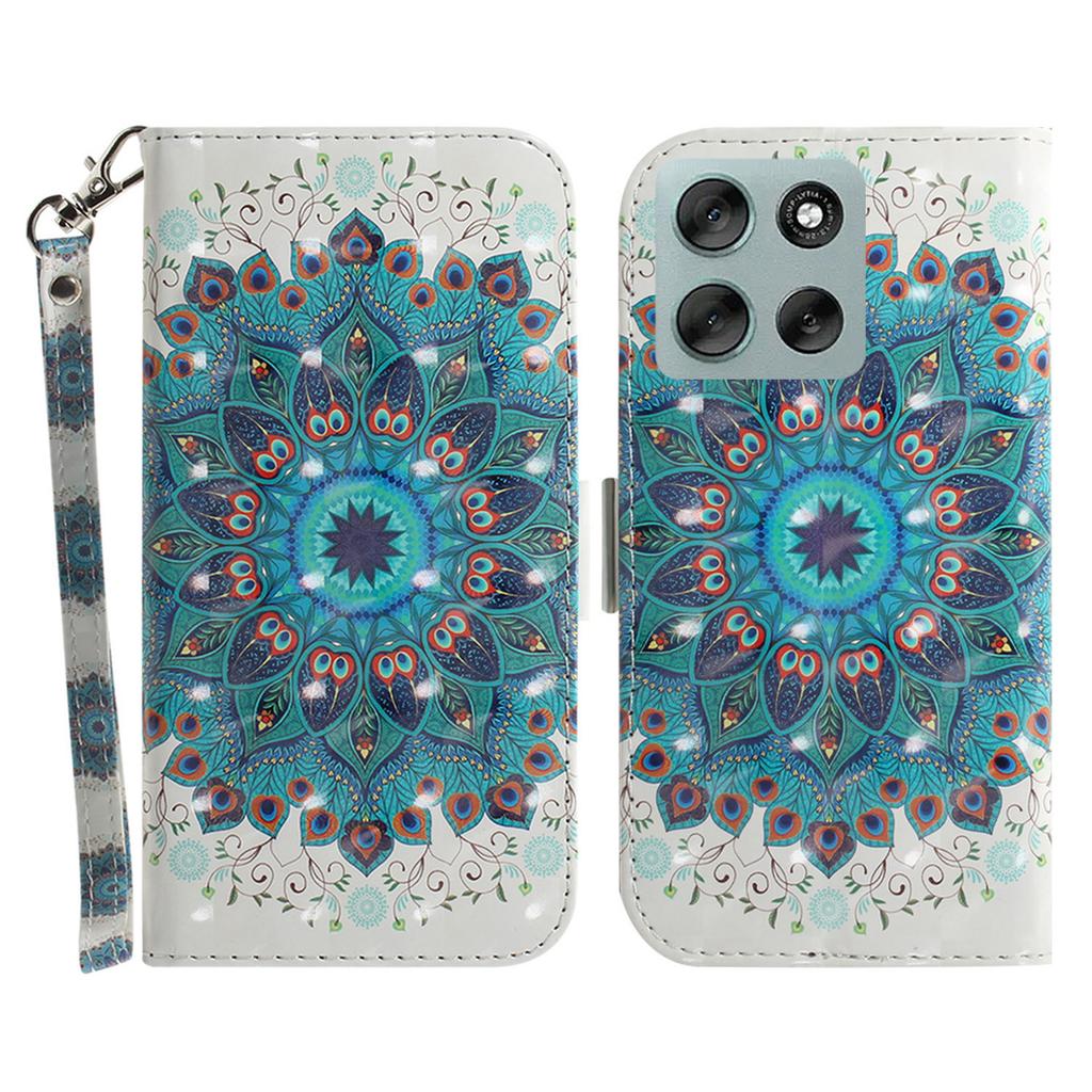 For Motorola Moto G56 5G Case Pattern Printing Leather Wallet Phone Cover with Wrist Strap