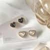 Trendy Vintage Heart Earring Women Classic Black White Stud Earrings Female Fashion Earrings Female Jewelry  Gift