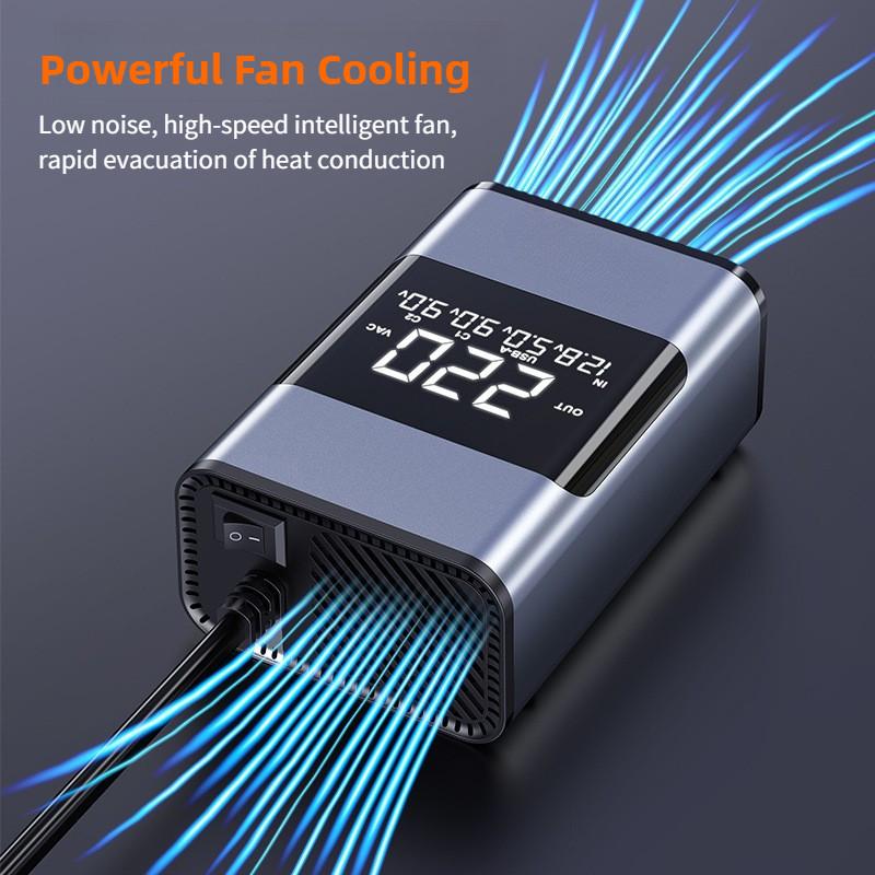 200W Large Screen Digital Display Inverter Power Supply Small Portable Car Inverter Multifunctional Car Socket
