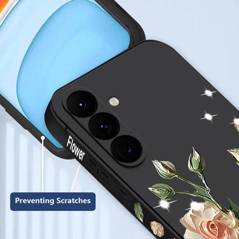 Rose Flower Paintings TPU Case For Samsung Galaxy S24 S25 FE S26 S25 S23 S22 Ultra A17 A56 A16 A55 A25 A15 A36 A54 5G Lanyard Soft Cover