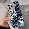 Vintage Blue Leopard Print Girls Phone Case for Iphone 16 15 14 7 8 Plus 13 11 12 Pro Max X XS XR SE 2022 2020 16e Back Cover