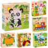 Baby Wooden Blocks Toys Children Six Side Cube Jigsaw Puzzles Game Animal Fruit Traffic Cognize Early Learning Educational Toy