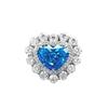 Zhuozhifan Jewelry S925 Sterling Silver Aquamarine Heart & Ice Flower Ring for Women