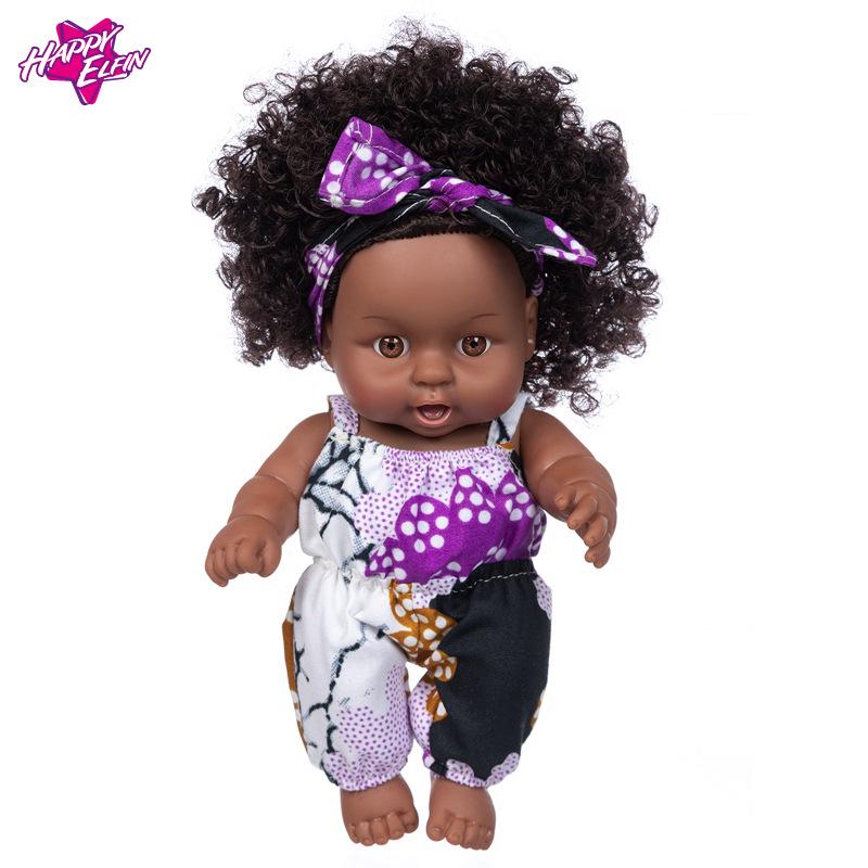 

8 Black Vinyl Soft Rubber Baby Comfort Doll - Holiday Toy for Children 20cm Black Doll