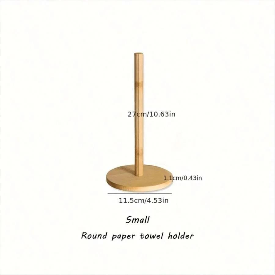 1pc Wooden Paper Towel Dispenser Holder, Freestanding Paper Towel Roll Stand, Tissue Rack For Kitchen & Dining Room